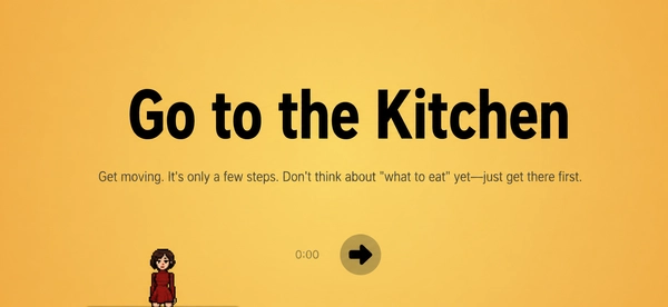 iPhone screenshot: Navigation mode with large fonts showing current task and step, with progress and off-track reminders